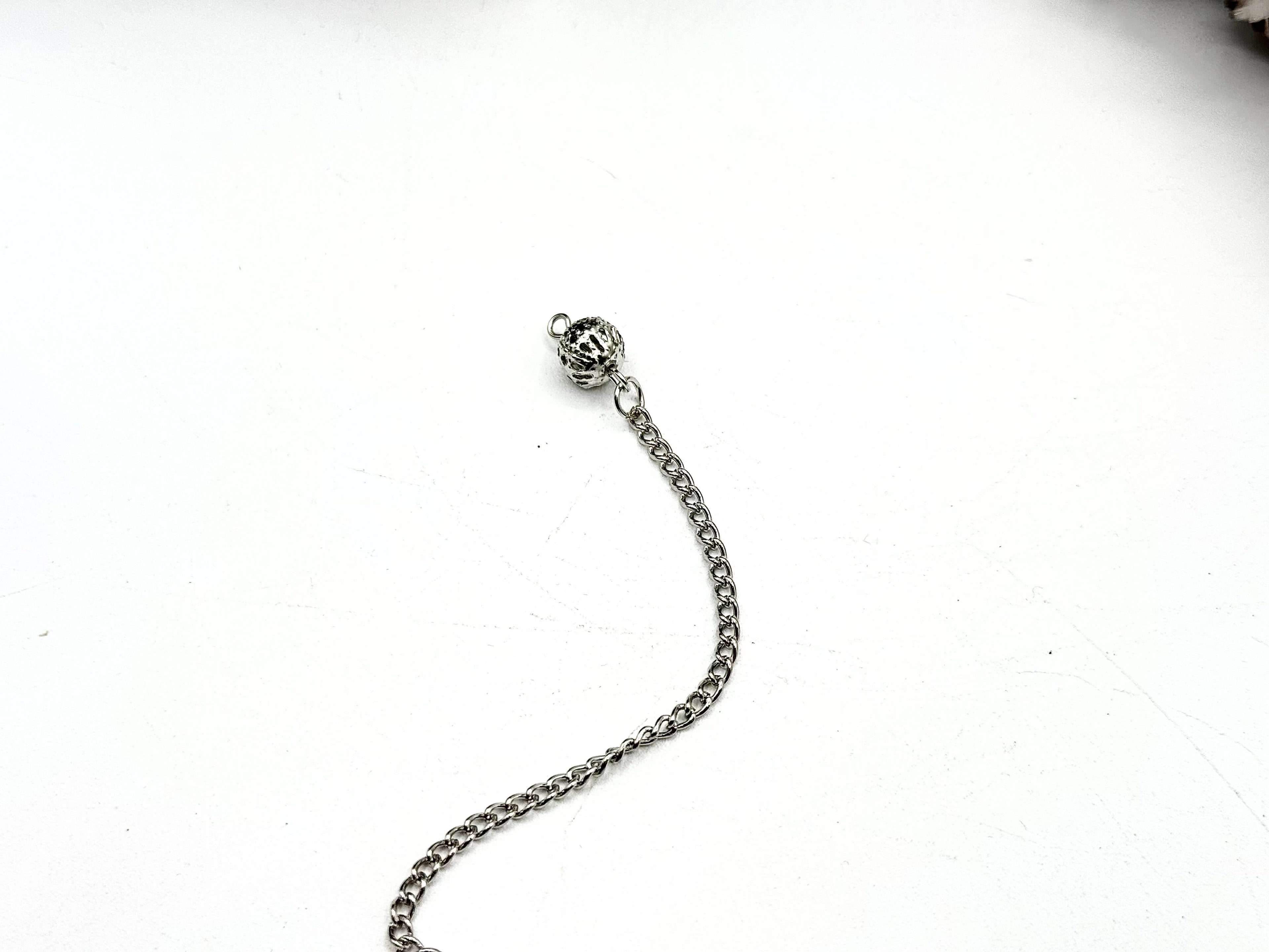 Black Obsidian Double Cap Pendulum with Silver Plate Chain