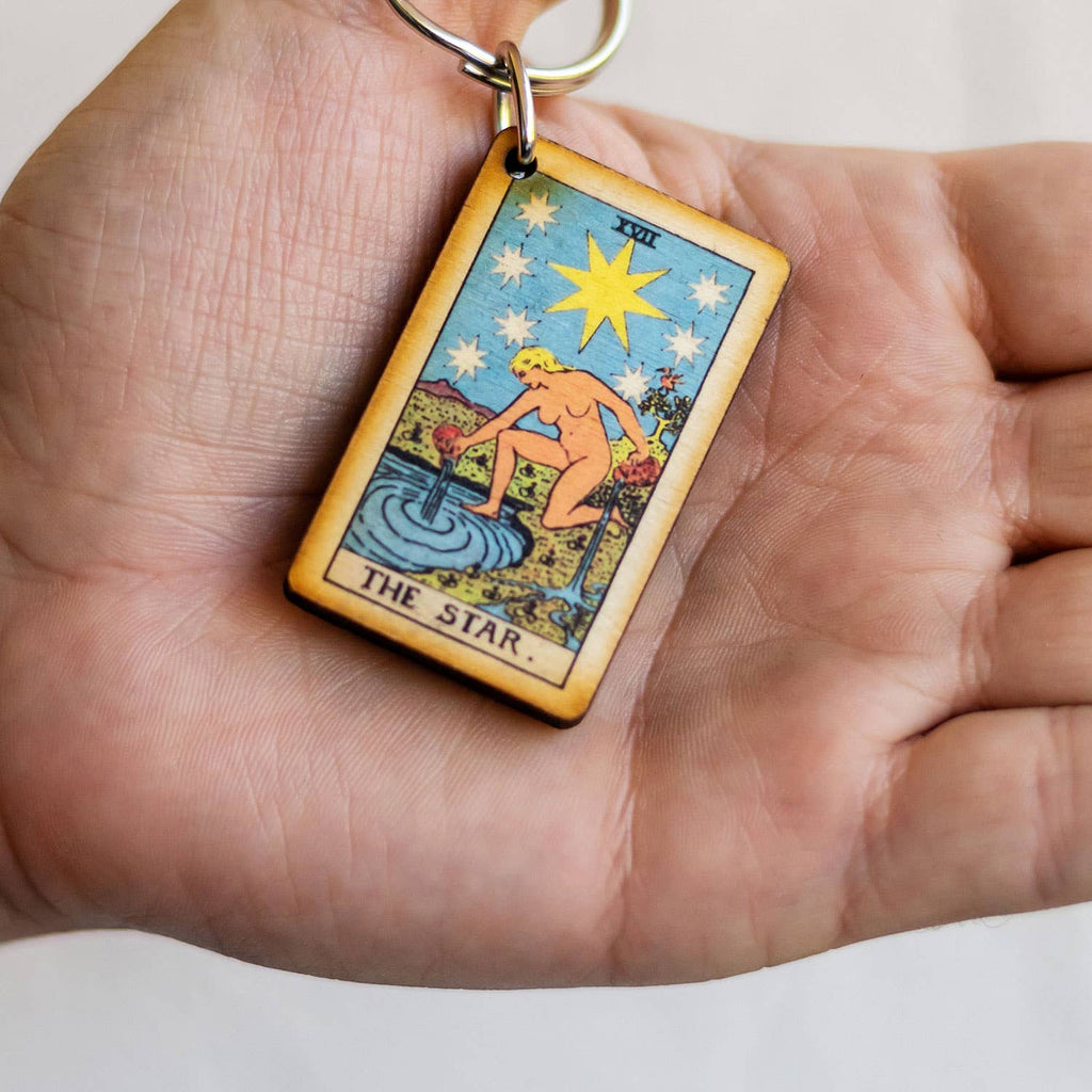 Tarot - 17 - The Star Full Color Wooden Keychain