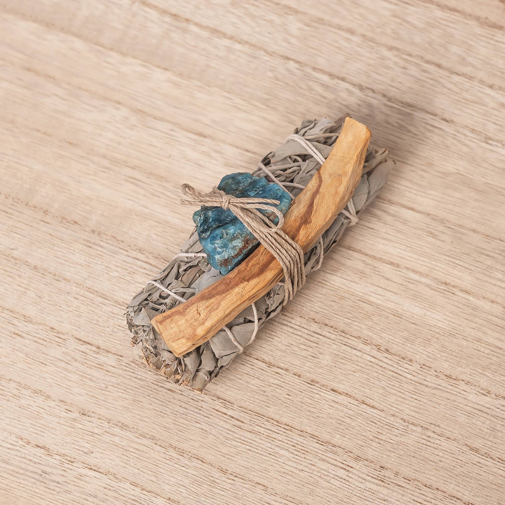 White Sage, Rough Blue Apatite, Palo Santo Bundle