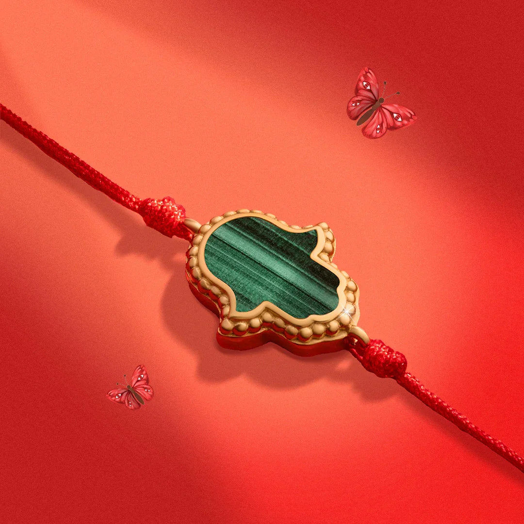 Gifted & Blessed Hamsa Malachite Red String Bracelet
